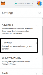 بخش Contacts در متا مسک