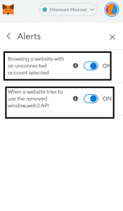 بخش Alerts در متا مسک